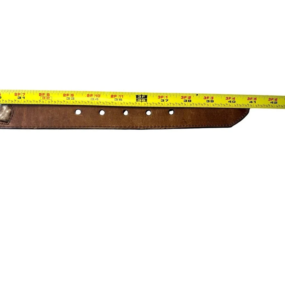 Men's Brown Leather Belt with Camo Inserts Deer Hunter Elk Casual   Waist 33-37
